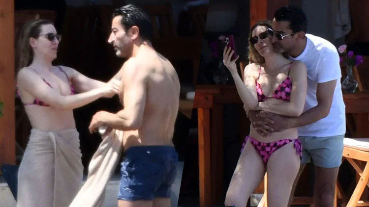 Kenan İmirzalıoğlu ve eşi Sinem Kobal tatilde... Denizde romantizm!