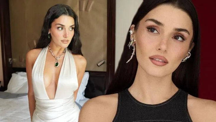 Yine göz kamaştırdı! Hande Erçel'in lila elbiseli pozları sosyal medyayı salladı